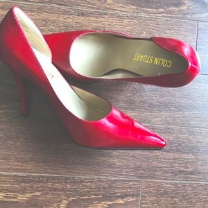 Red patent pumps. Colin Stuart. New